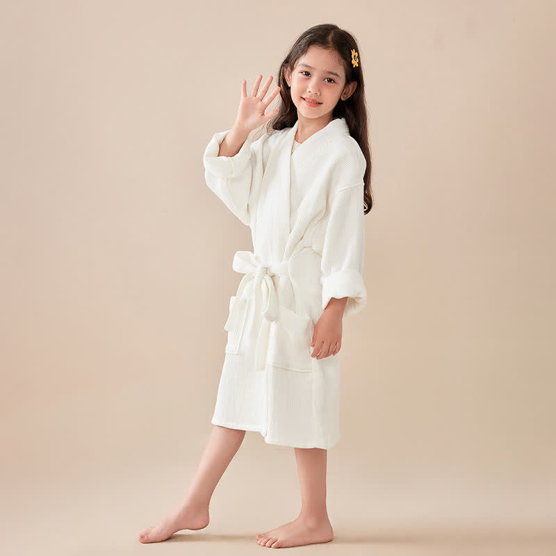 Dolid Waffle Weave Cotton Child Bathrobe