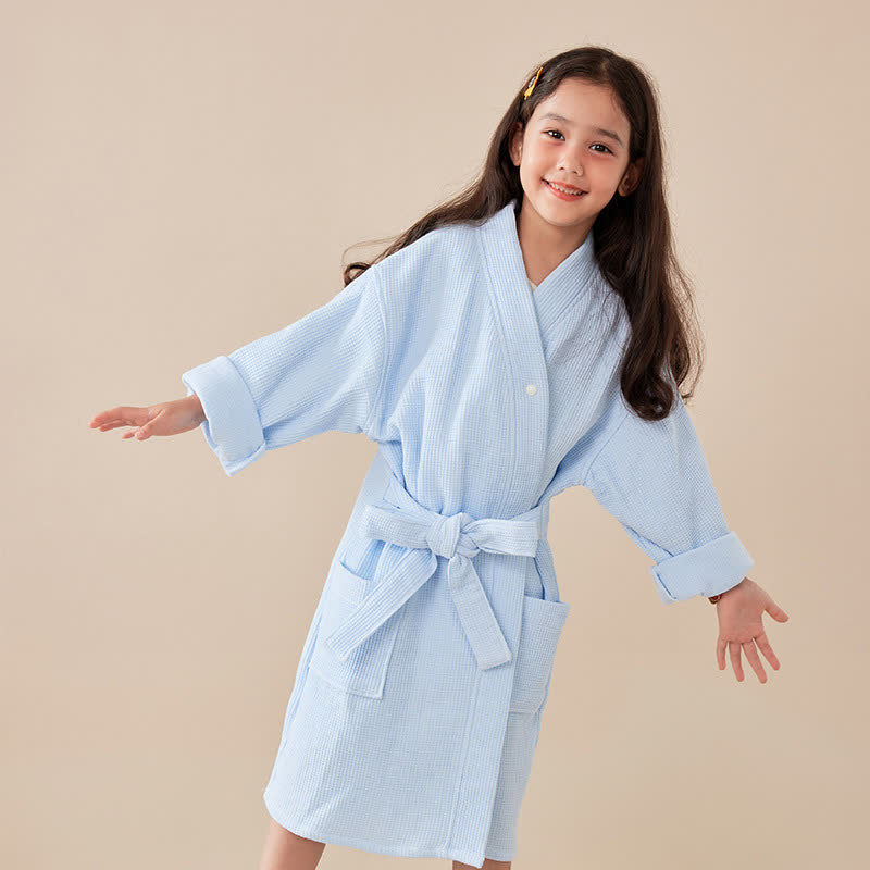 Dolid Waffle Weave Cotton Child Bathrobe