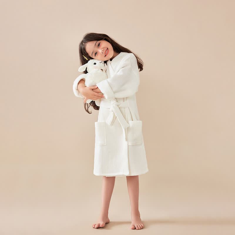 Dolid Waffle Weave Cotton Child Bathrobe