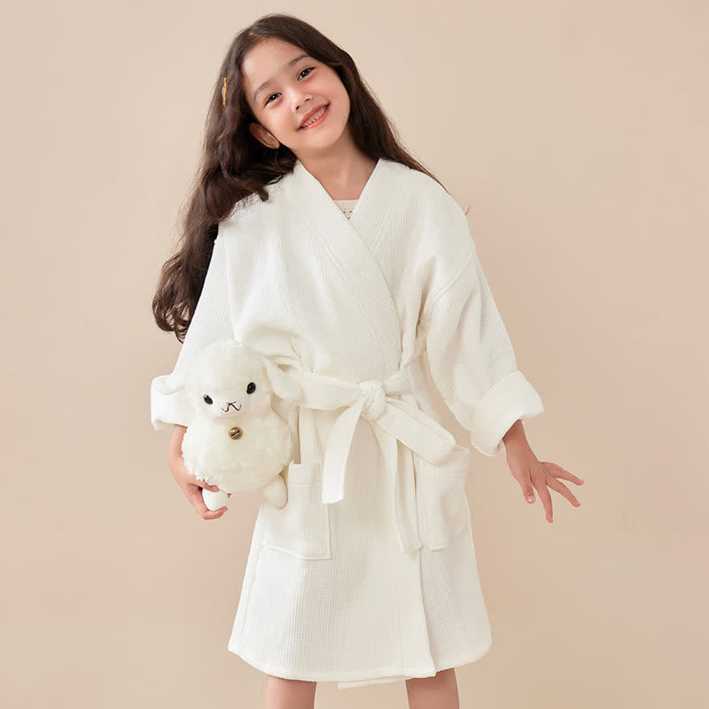 Dolid Waffle Weave Cotton Child Bathrobe