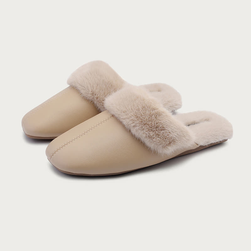 Simple Solid Plush House Slippers