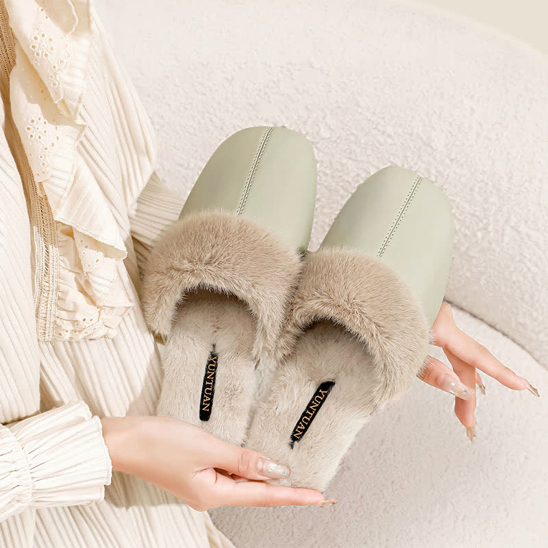 Simple Solid Plush House Slippers