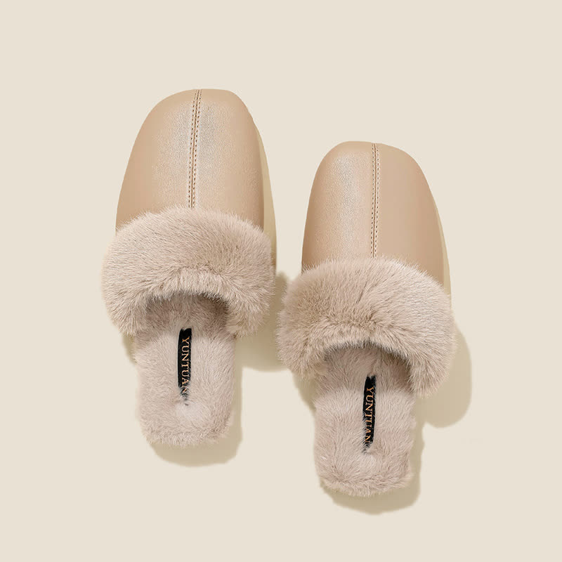 Simple Solid Plush House Slippers
