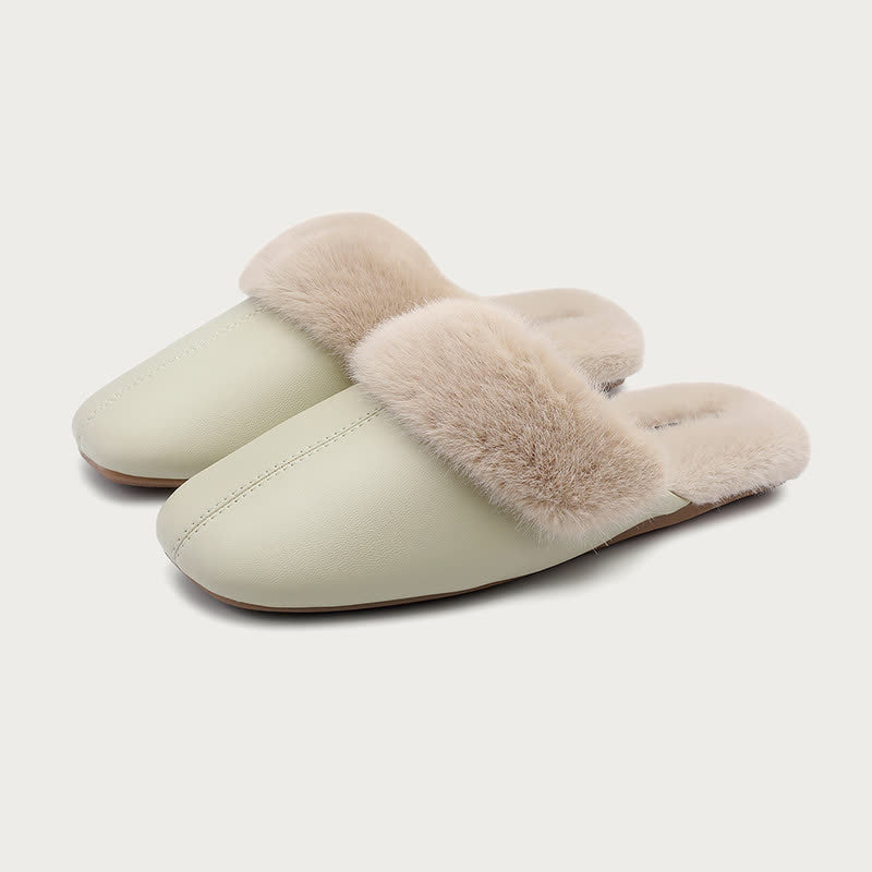 Simple Solid Plush House Slippers