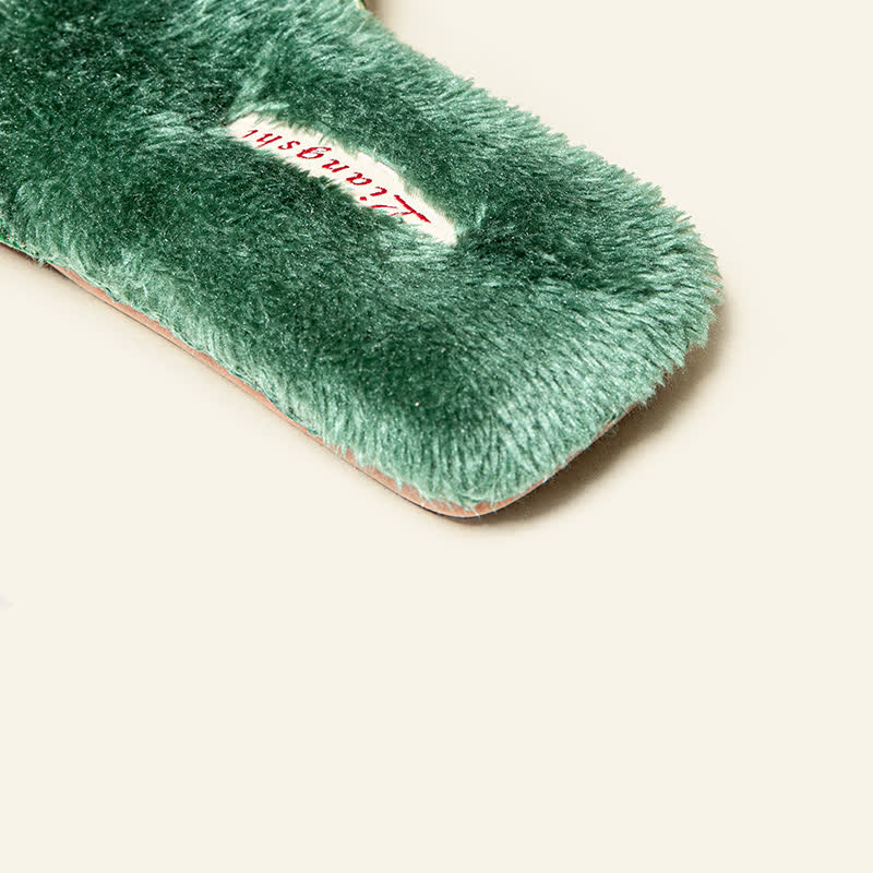 Retro Floral Embroidered Plush House Slippers