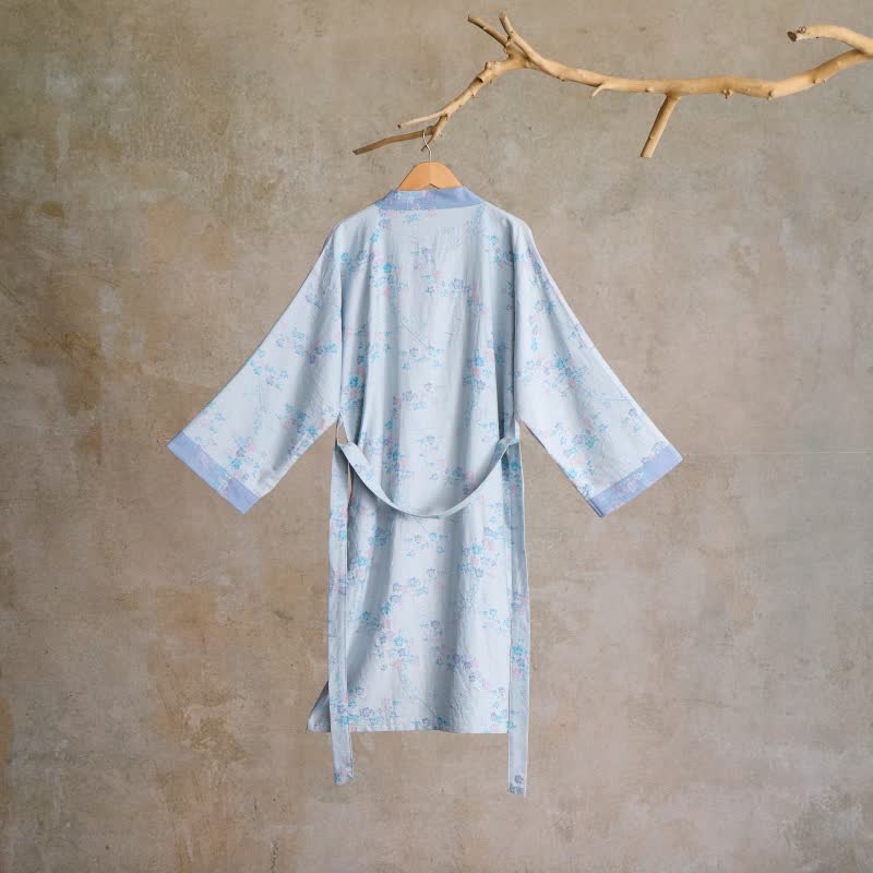 Graceful Plum Blossom Cotton Gauze Kimono Robe