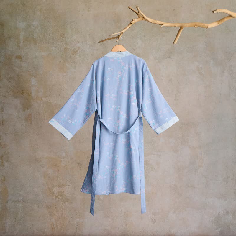 Graceful Plum Blossom Cotton Gauze Kimono Robe