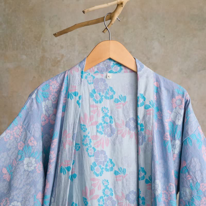 Charming Floral Cotton Gauze Kimono Robe