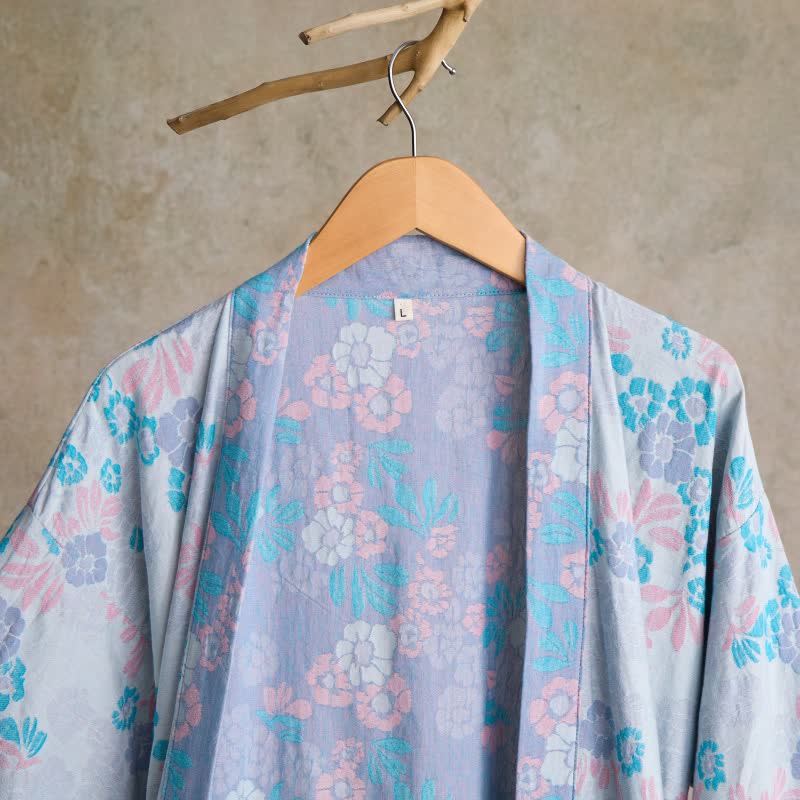 Charming Floral Cotton Gauze Kimono Robe