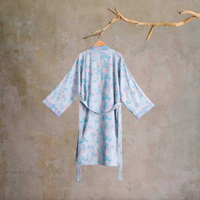 Charming Floral Cotton Gauze Kimono Robe