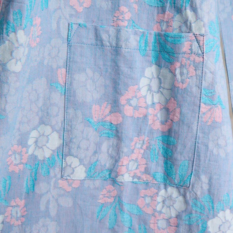 Charming Floral Cotton Gauze Kimono Robe