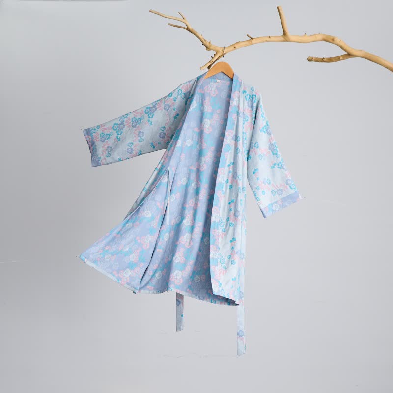 Charming Floral Cotton Gauze Kimono Robe