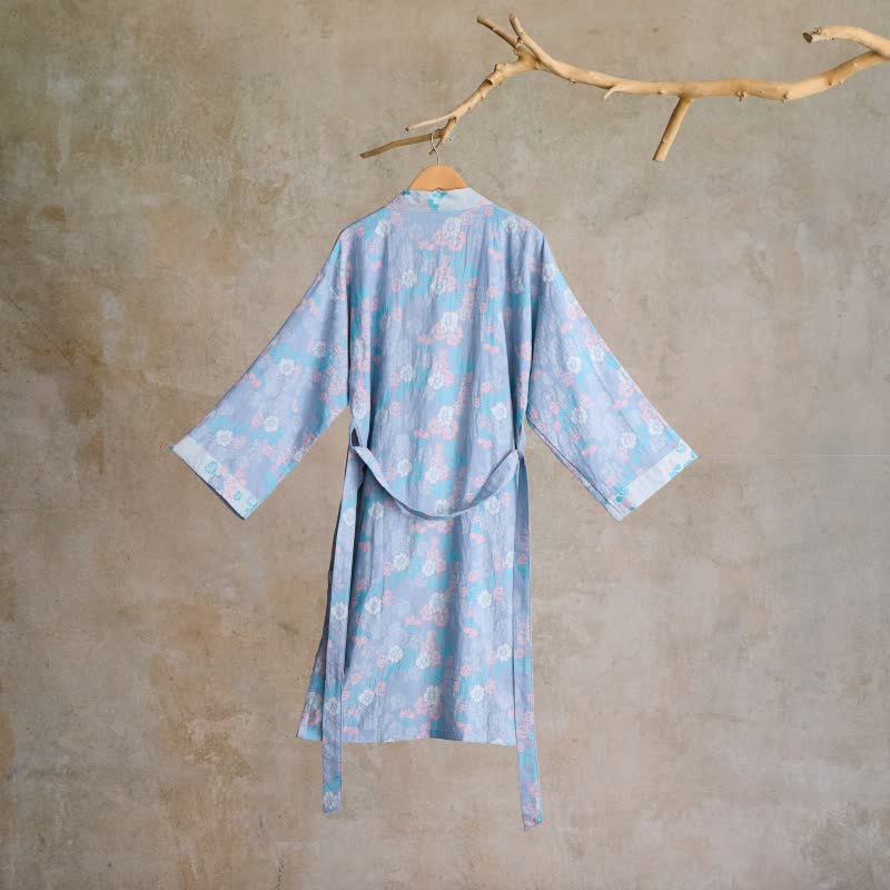 Charming Floral Cotton Gauze Kimono Robe