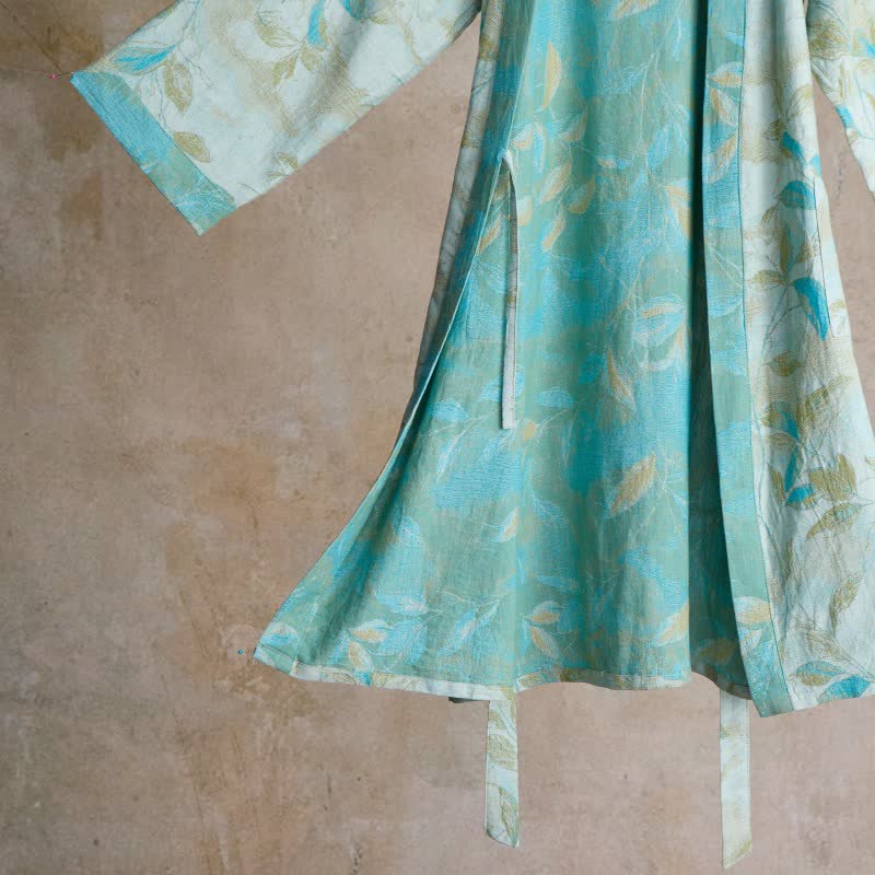 Natural Leaf Cotton Gauze Kimono Robe