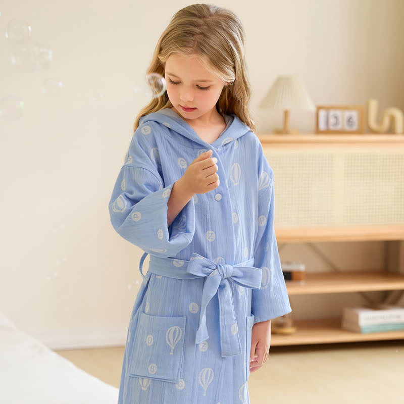 Air Balloon Hooded Cotton Gauze Child Bathrobe
