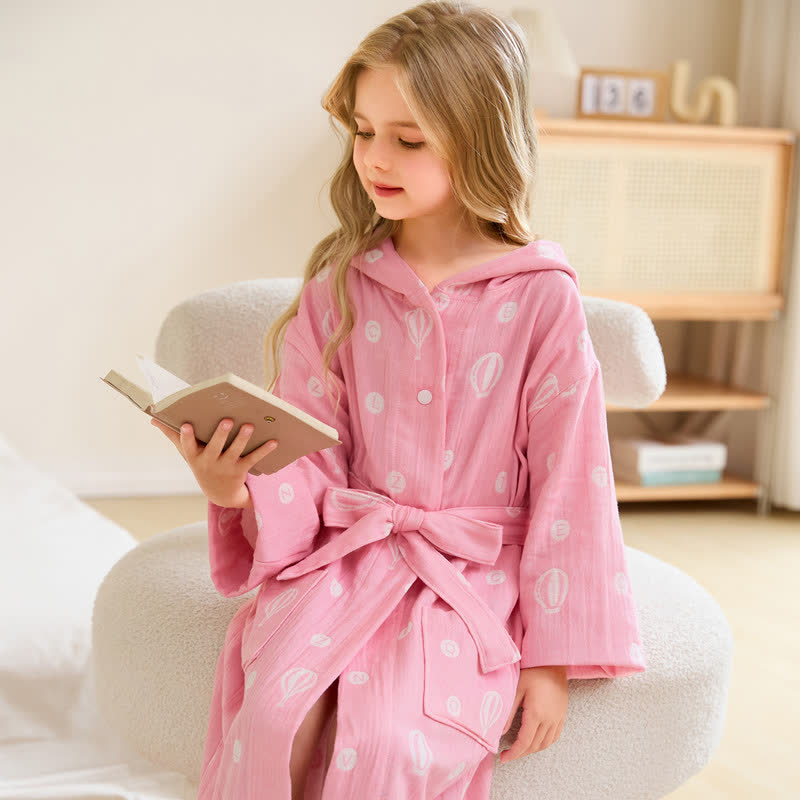 Air Balloon Hooded Cotton Gauze Child Bathrobe