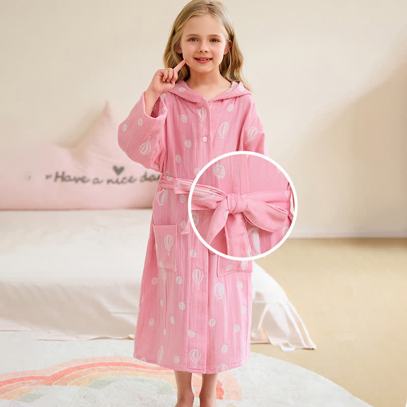 Air Balloon Hooded Cotton Gauze Child Bathrobe