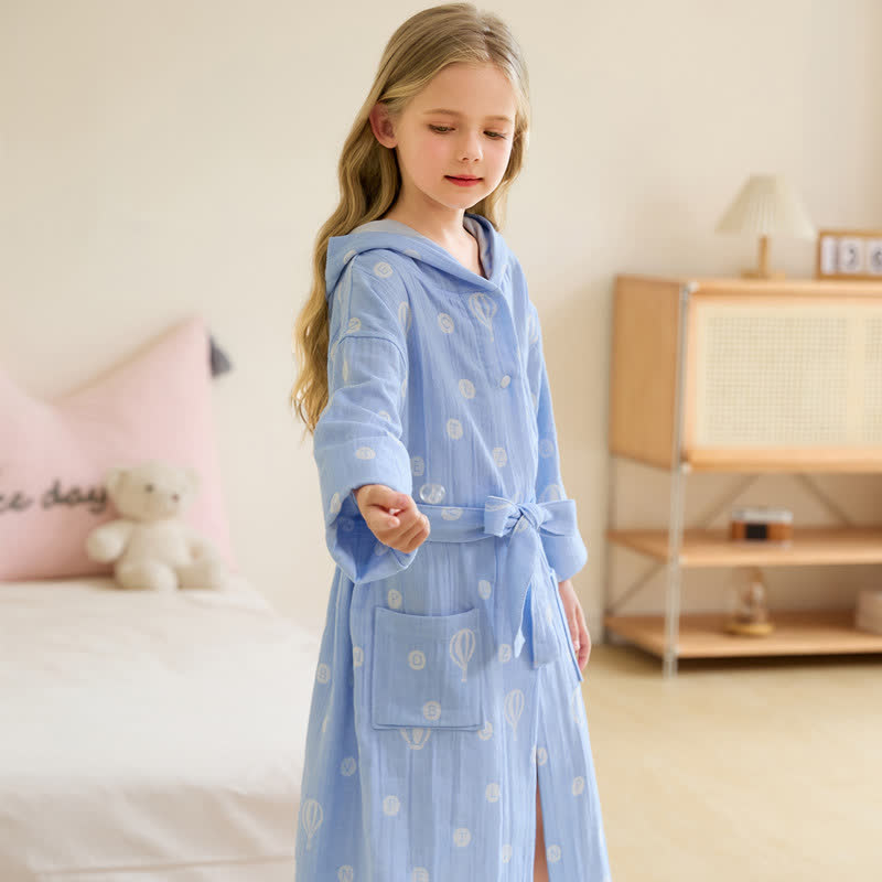 Air Balloon Hooded Cotton Gauze Child Bathrobe