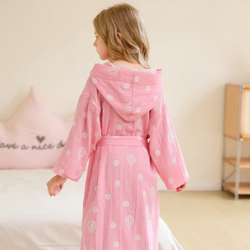 Air Balloon Hooded Cotton Gauze Child Bathrobe