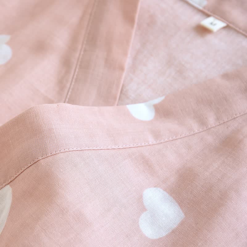 Heart Cotton Gauze Kimono Bathrobe