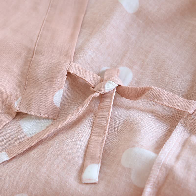 Heart Cotton Gauze Kimono Bathrobe