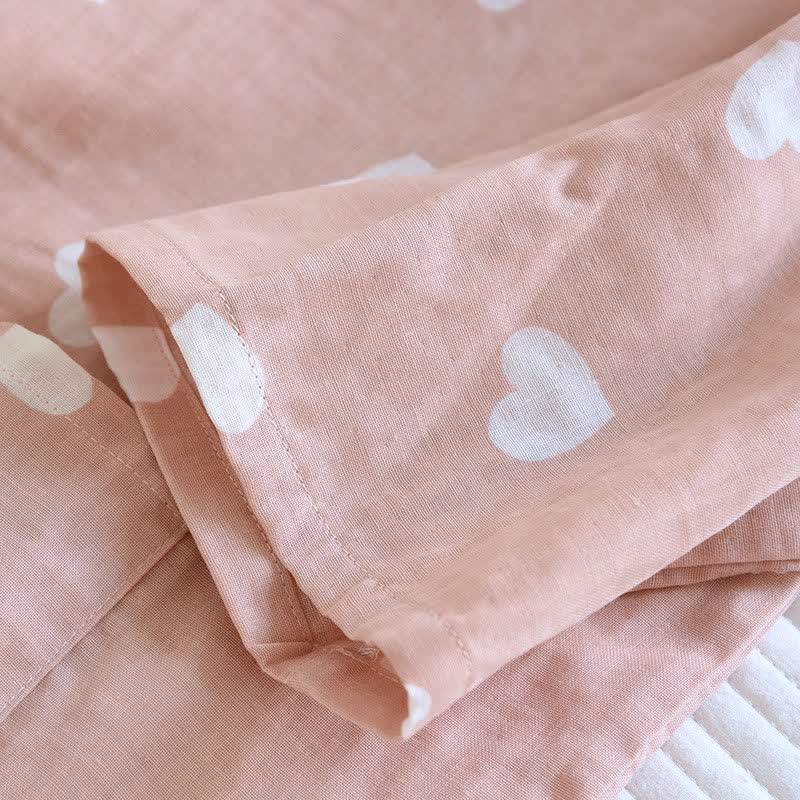 Heart Cotton Gauze Kimono Bathrobe