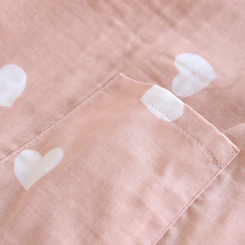Heart Cotton Gauze Kimono Bathrobe