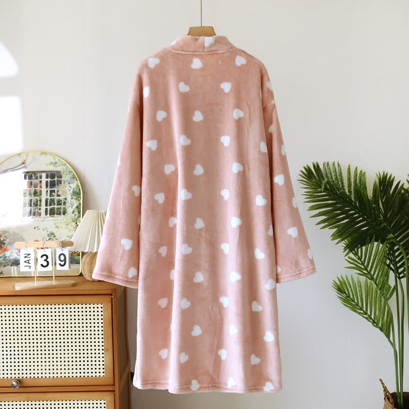 Couples Matching Heart Plush Kimono Robe