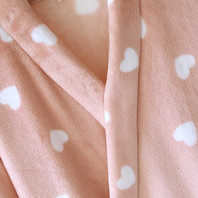 Couples Matching Heart Plush Kimono Robe