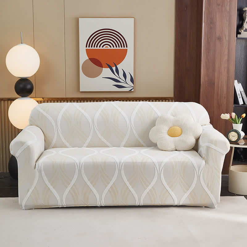 Ownkoti Jacquard Elastic Non-Slip Couch Slipcover - Beige - All-inclusive - 4-Seater 92" - 118" - image 18