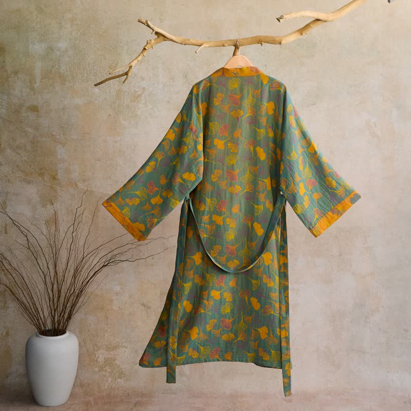 Ownkoti Ginkgo Biloba Cotton Gauze Kimono Robe - image 4