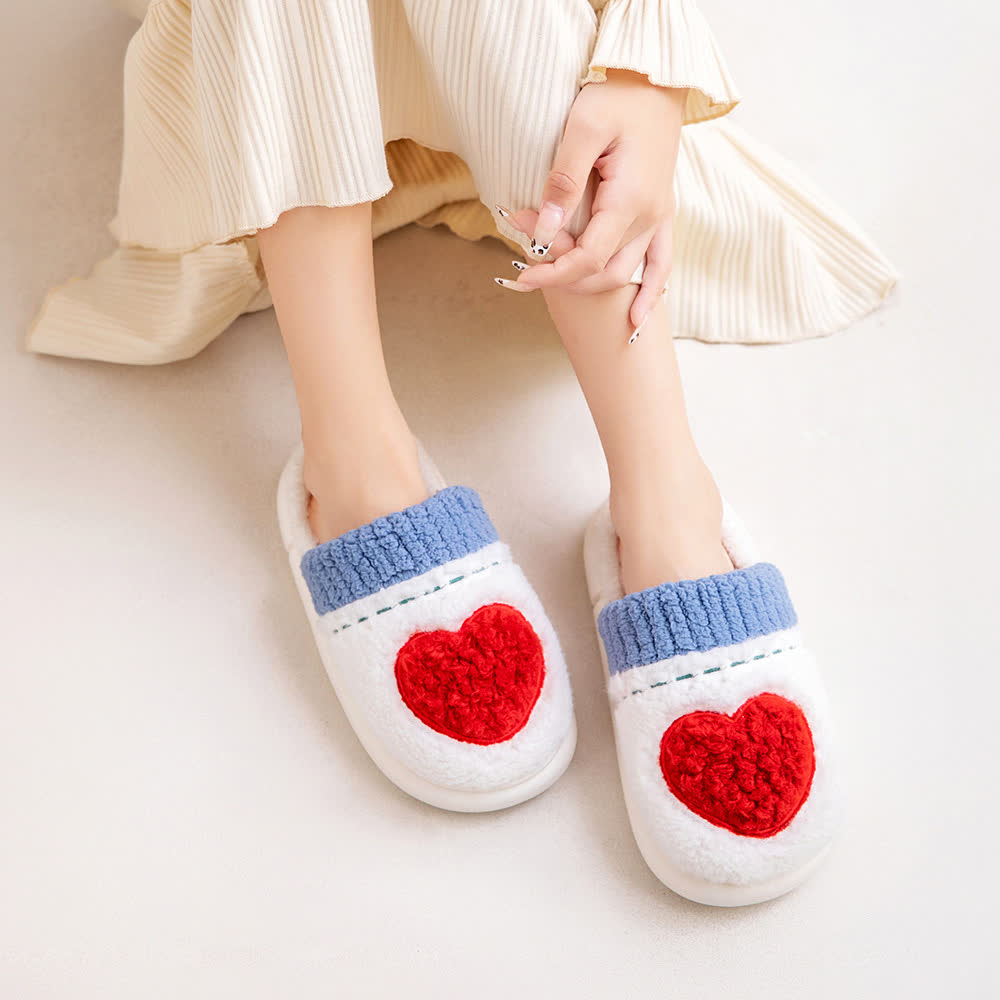 Heart Pattern Plush House Slippers