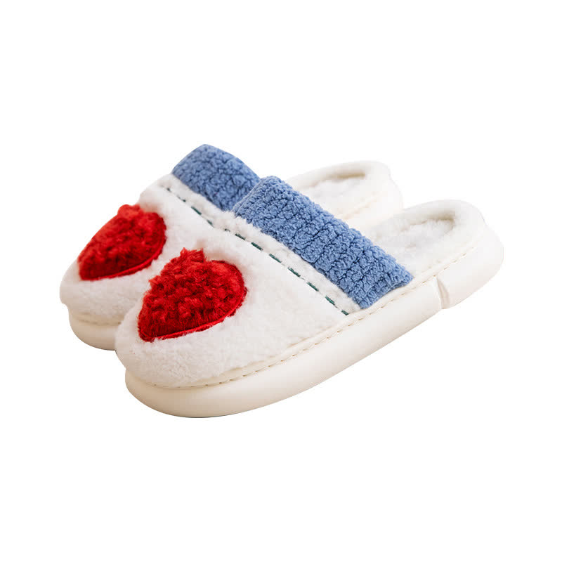 Heart Pattern Plush House Slippers