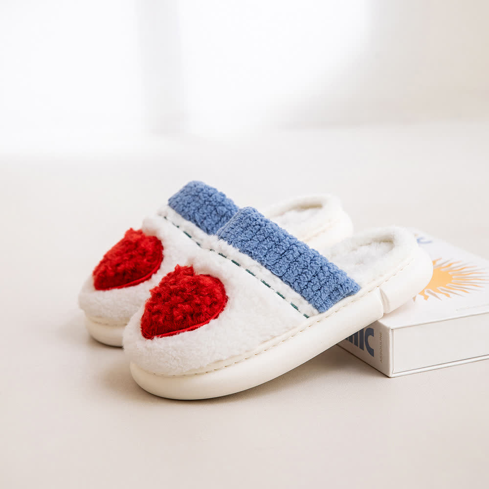 Heart Pattern Plush House Slippers