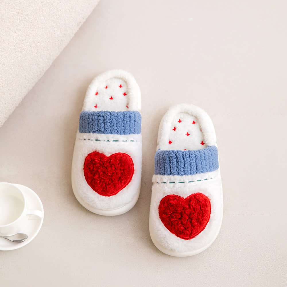 Heart Pattern Plush House Slippers