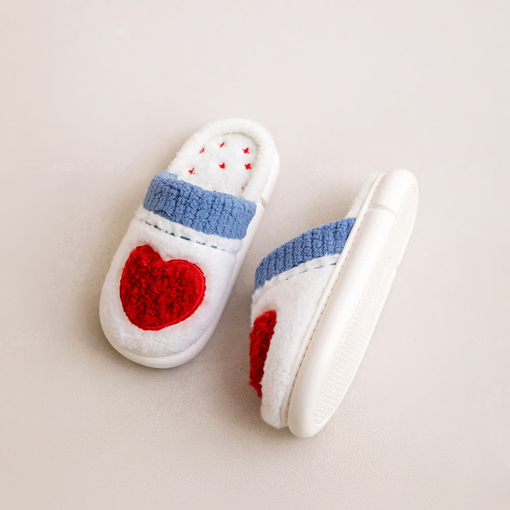 Heart Pattern Plush House Slippers