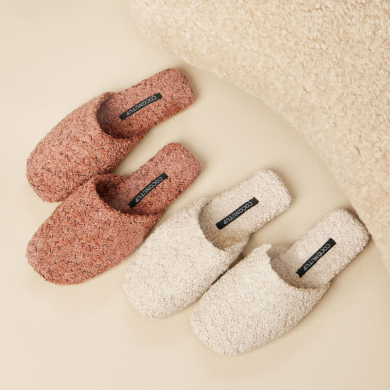 Luxury Solid Color Fuzzy Slippers