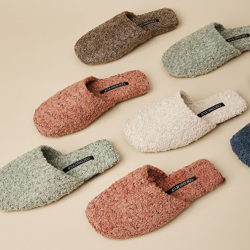 Luxury Solid Color Fuzzy Slippers