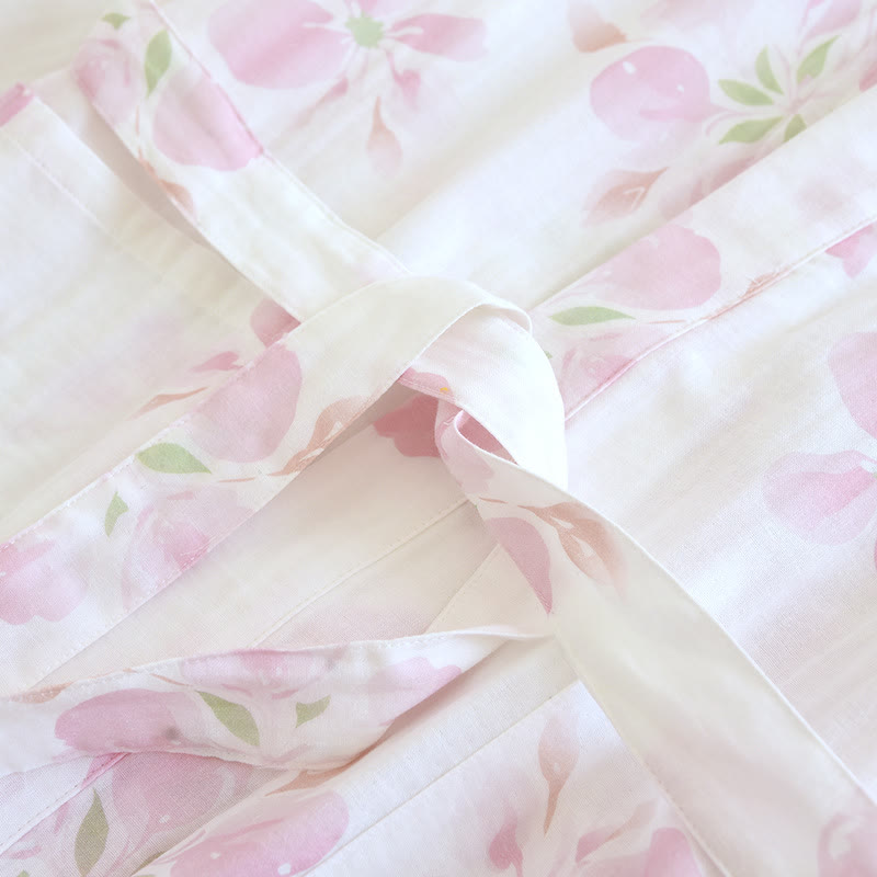 Cherry Blossom Cotton Gauze Kimono Bathrobe