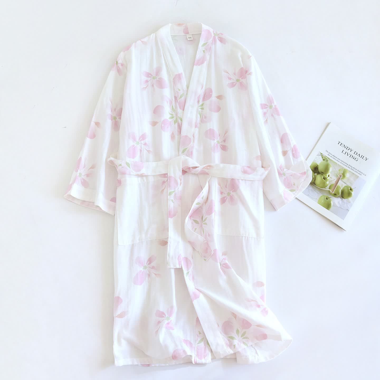 Cherry Blossom Cotton Gauze Kimono Bathrobe