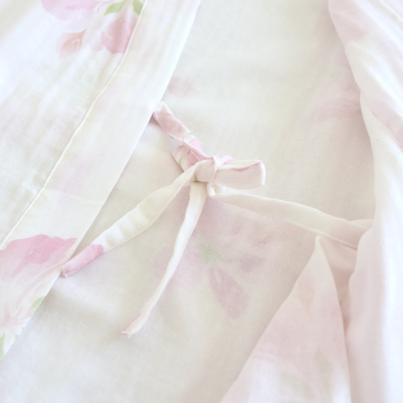 Cherry Blossom Cotton Gauze Kimono Bathrobe