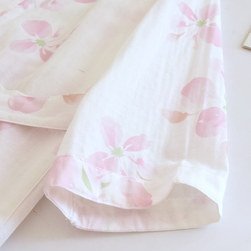 Cherry Blossom Cotton Gauze Kimono Bathrobe