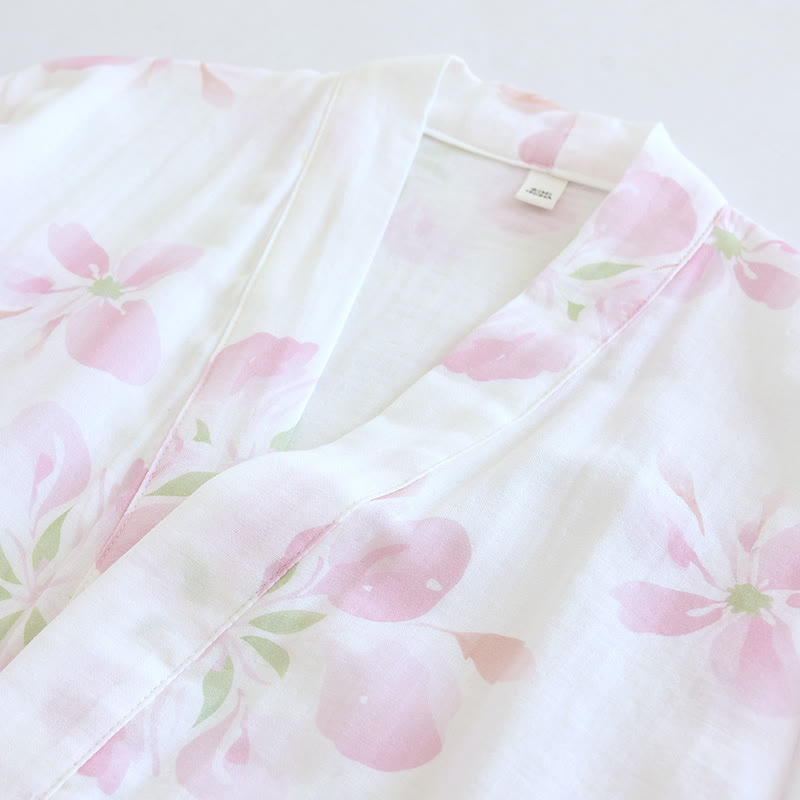Cherry Blossom Cotton Gauze Kimono Bathrobe