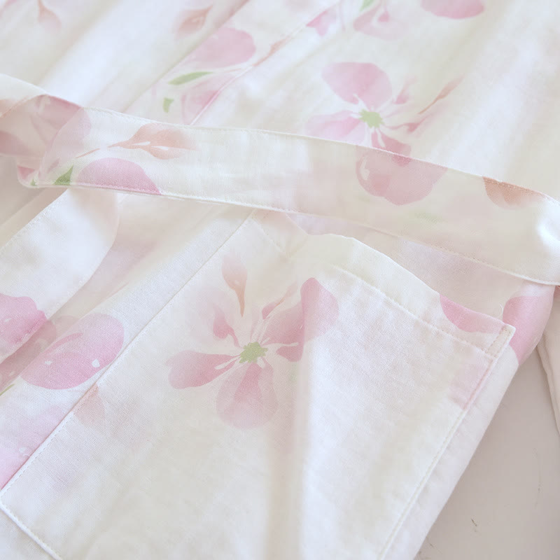 Cherry Blossom Cotton Gauze Kimono Bathrobe