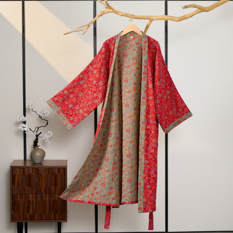 Romantic Rose Cotton Kimono Robe