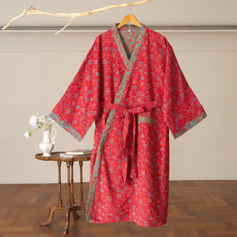 Romantic Rose Cotton Kimono Robe