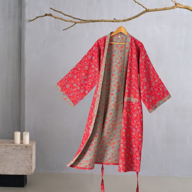 Romantic Rose Cotton Kimono Robe