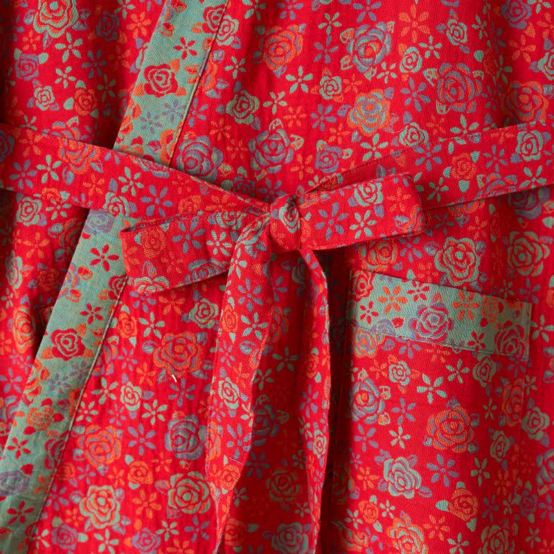 Romantic Rose Cotton Kimono Robe