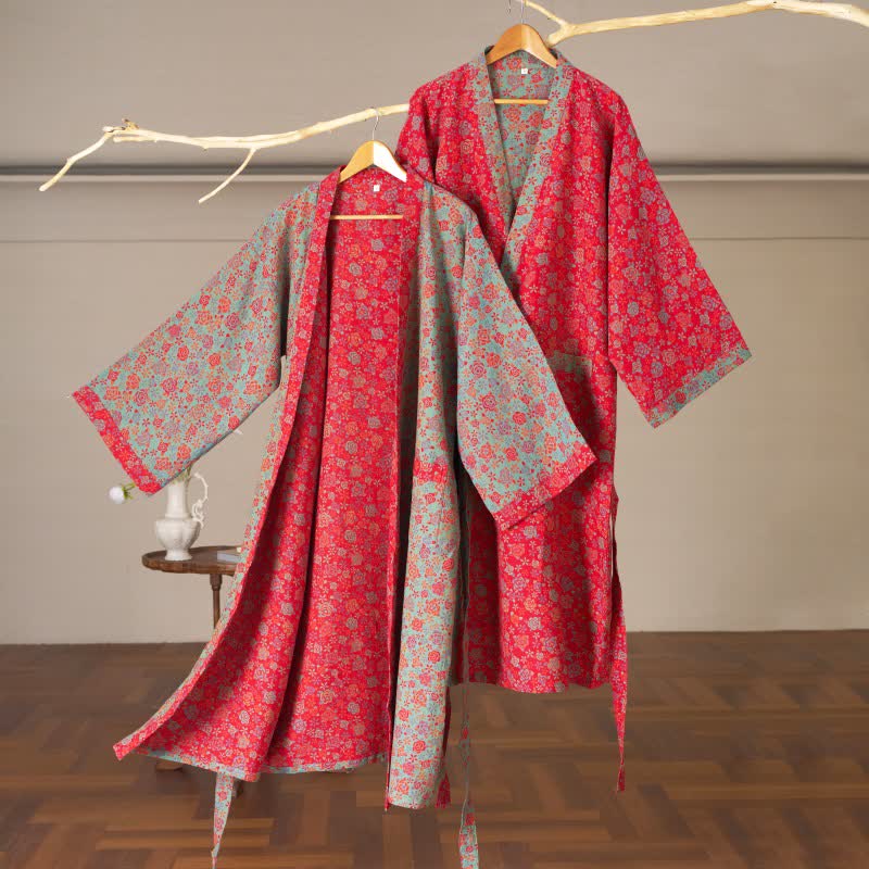 Romantic Rose Cotton Kimono Robe