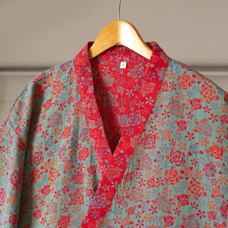 Romantic Rose Cotton Kimono Robe